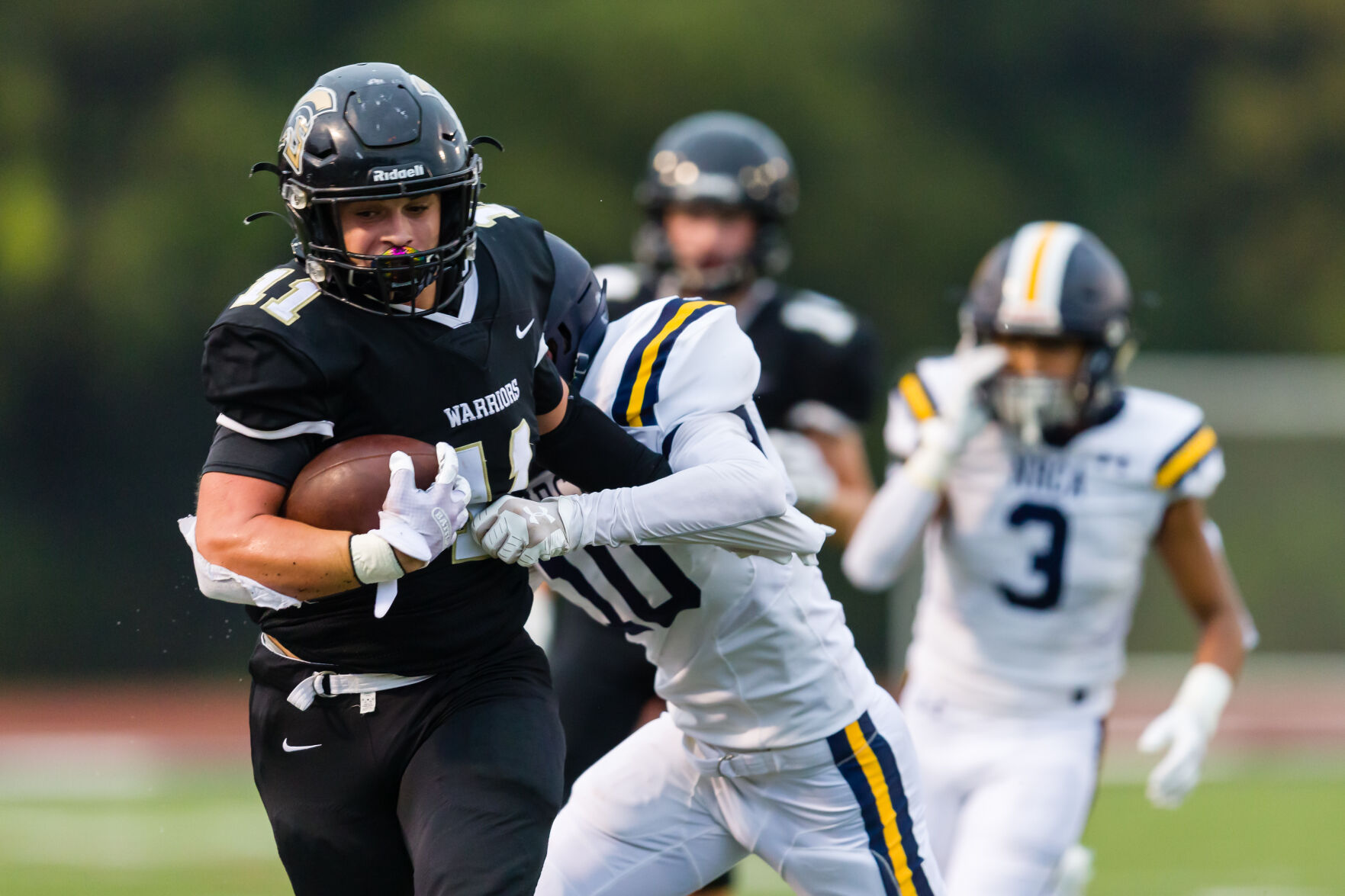 The Cabarrus Warriors (Cannon School / Concord First Assembly) defeat the North Raleigh Christian Academy Knights 21-14 on Friday Night.